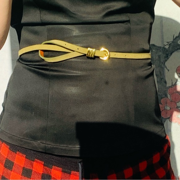 Free People Inversed Genuine Leather Skinny-Skinny Long Green Suede Belts - Picture 4 of 15